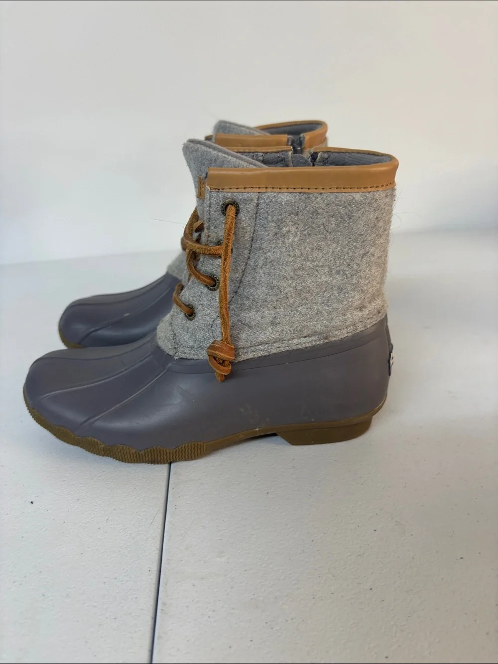 Sperry Kids Gray and Tan Waterproof Duck Boots